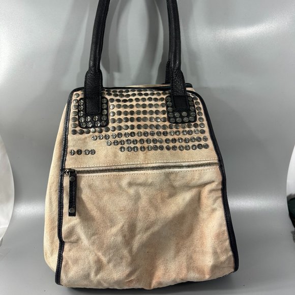 Free People Handbags - Free People Ryman Distressed Tote Studded Expendable Zipper Center